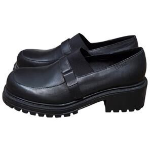 Esprit Bryant Black Leather Platform Lug Sole Loafers Women’s 8